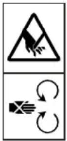 Warning symbol and circular diagram with hazard and correct/incorrect labels