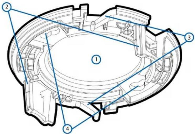 Technical diagram of a mechanical component with numbered parts labeled 1 to 4