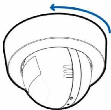 Diagram of a helmet with a blue arrow indicating rotation (no text or symbols)