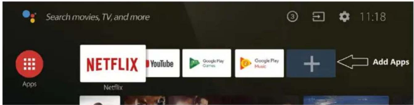 Search movies, TV, and more 11:18 NETFLIX YouTube Google Play Games Google Play Music Add Apps Apps Netflix