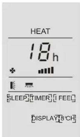 HEAT 18 h SLEEP[TIMER][FEEC] DISPLAY[8 CH]