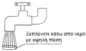 Ξεπλύνετε κάτω από νερό με υψηλή πίεση