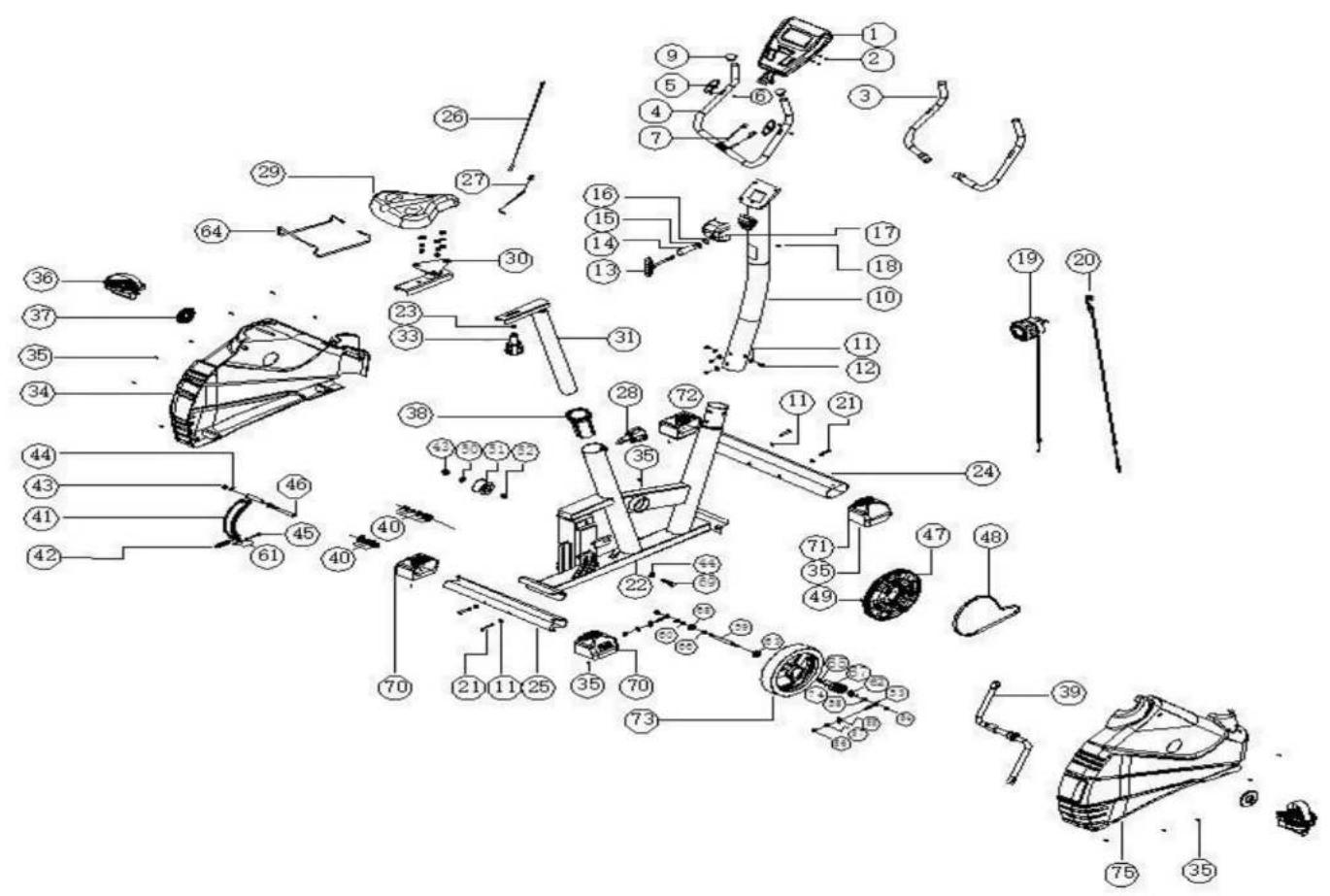 Exploded view diagram of a motorcycle body assembly with numbered parts for identification