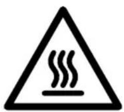 Warning sign depicting steam rising inside a triangle, indicating hazardous material hazard