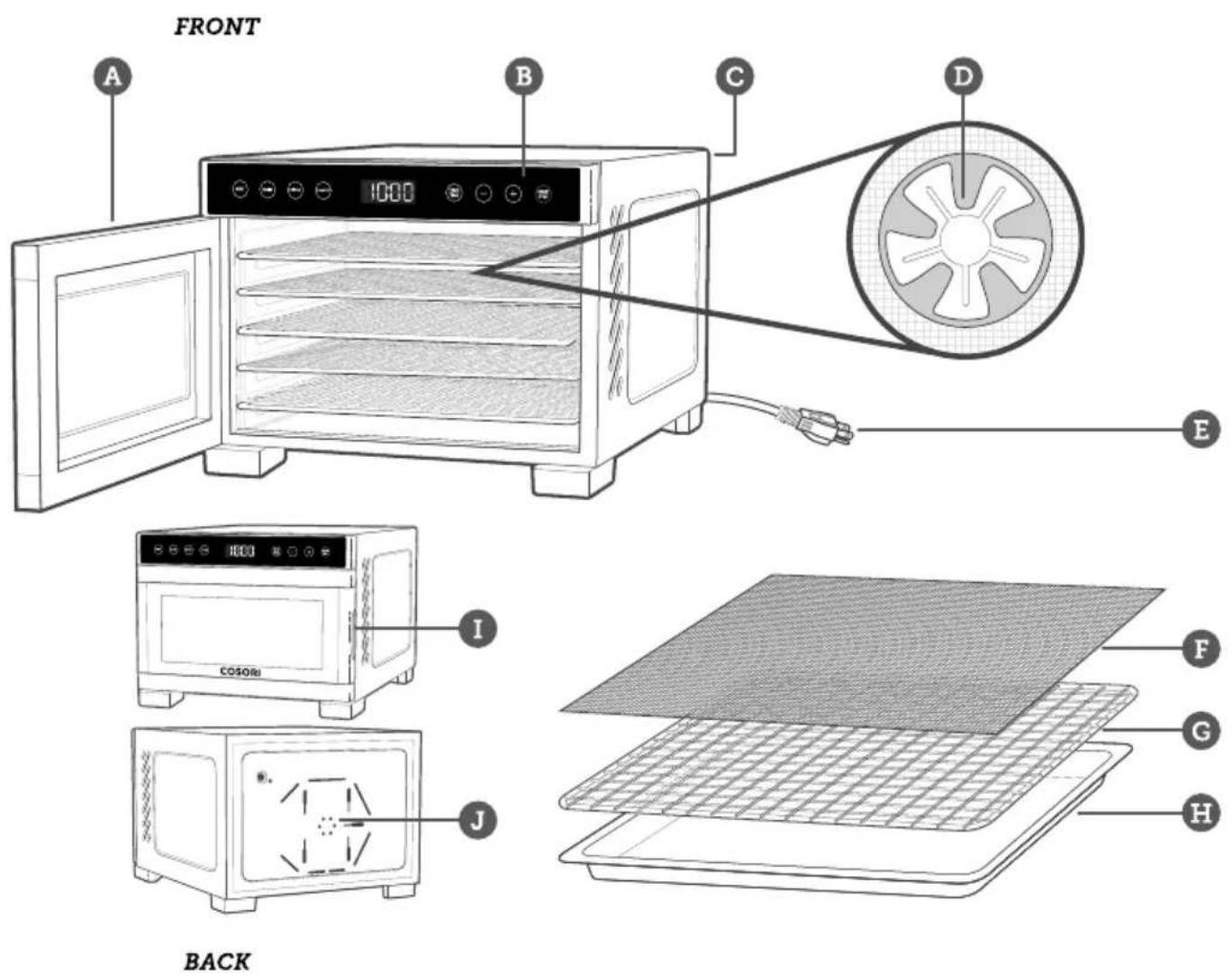 Cosori CFD-P501-SUS - Dehydrator Diagram - 1