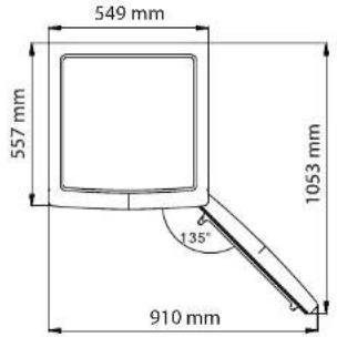 549 mm 557 mm 1053 mm 135° 910 mm