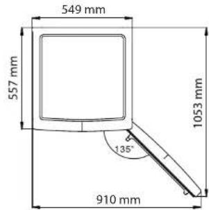 549 mm 557 mm 1053 mm 135° 910 mm