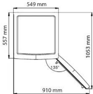 549 mm 557 mm 1053 mm 135° 910 mm