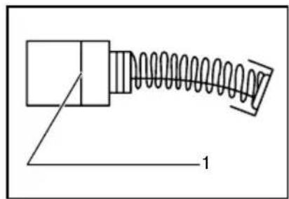 Pure mechanical diagram of a spring-loaded component with no text or symbols