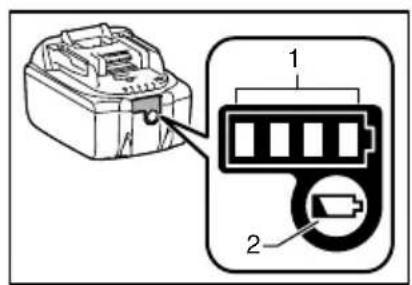 Diagram showing a component with labeled parts, including a battery icon and a magnified view of its internal structure.