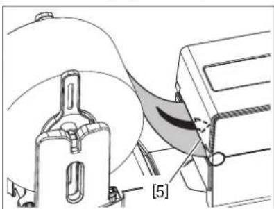 TOSHIBA BV410D-GS02-QM-S - Insert the leading edge of the media into the paper slot [5] of the printer. - 1