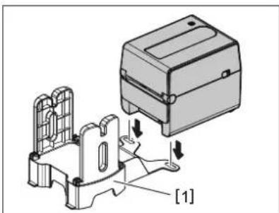 TOSHIBA BV410D-GS02-QM-S - Install the External media stand [1] in the foot at the bottom of the printer. - 1