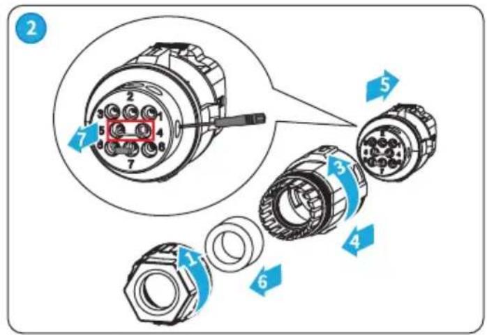 Diagram showing exploded view of a mechanical assembly with numbered components and directional arrows indicating motion or assembly.