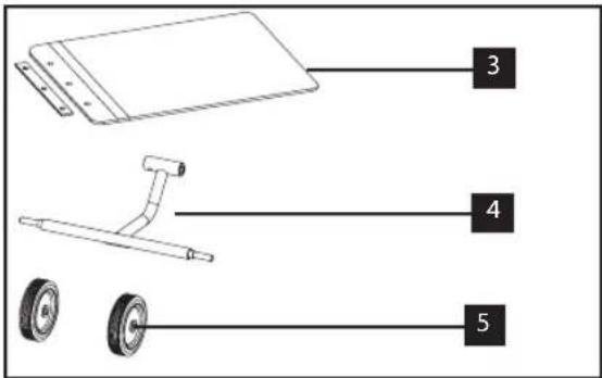 Diagram showing labeled parts of a vehicle chassis with numbered parts 3, 4, and 5