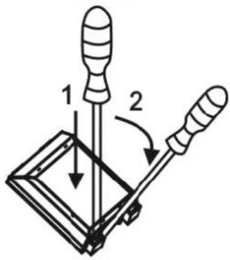 Diagram of a mechanical device with labeled parts and directional arrows indicating motion or assembly.