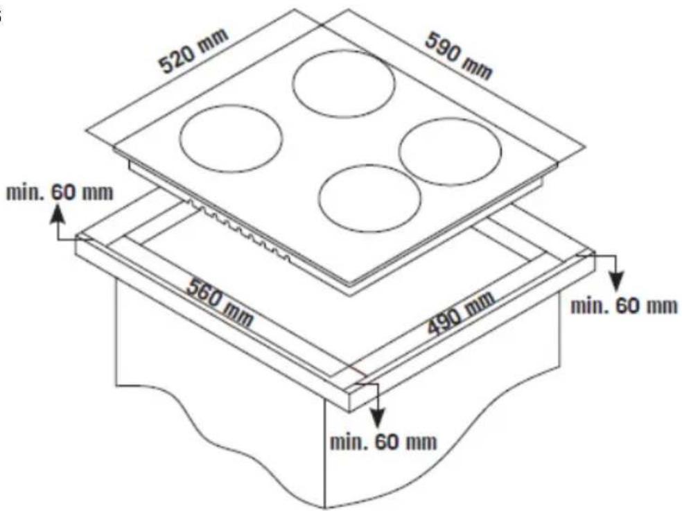 520 mm 590 mm min. 60 mm 560 mm 490 mm min. 60 mm min. 60 mm