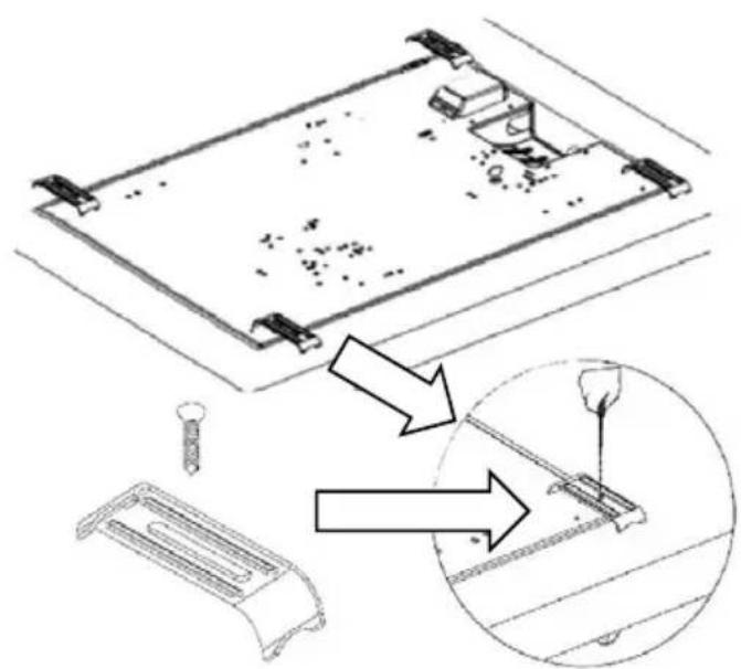 Technical diagram showing assembly steps of a mechanical component with labeled parts and an inset view of the assembly process.