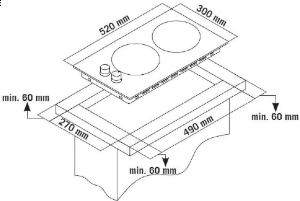 520 mm 300 mm min. 60 mm 270 mm 490 mm min. 60 mm min. 60 mm