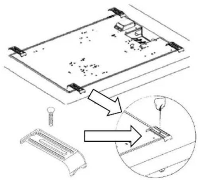 Technical diagram showing assembly of a mechanical component with parts removed and a magnified view highlighting a specific part.