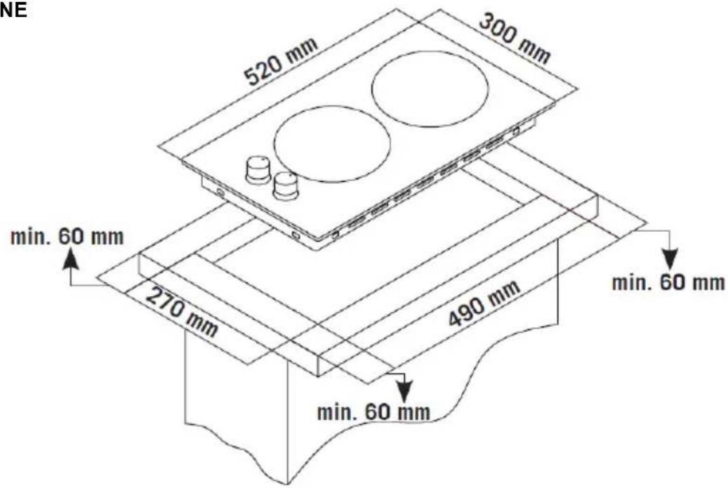 520 mm 300 mm min. 60 mm 270 mm 490 mm min. 60 mm min. 60 mm