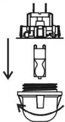 Diagram illustrating a mechanical assembly with labeled components and directional arrows indicating motion or flow.