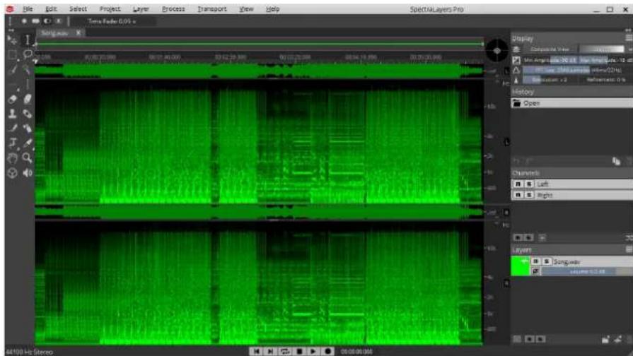 Time Radio 0.05 x Audio Player Display Sequence View Win engine: 20.00 fps New Sync/Video: -15 sec Off: 300 MHz Referen: 0% History Open Channels: Left Right Layers SongWar Volume: 0.05 sec 64100 Hz Stereo