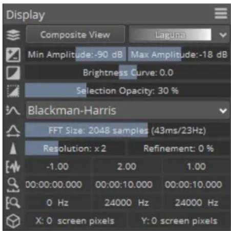 Display Composite View Laguna Min Amplitude:-90 dB Max Amplitude:-18 dB Brightness Curve: 0.0 Selection Opacity: 30 % Blackman-Harris FFT Size: 2048 samples (43ms/23Hz) Resolution: x2 Refinement: 0 % -1.00 2.00 1.00 00:00:00.000 00:00:10.000 00:00:10.000 0 Hz 24000 Hz 24000 Hz X: 0 screen pixels Y: 0 screen pixels