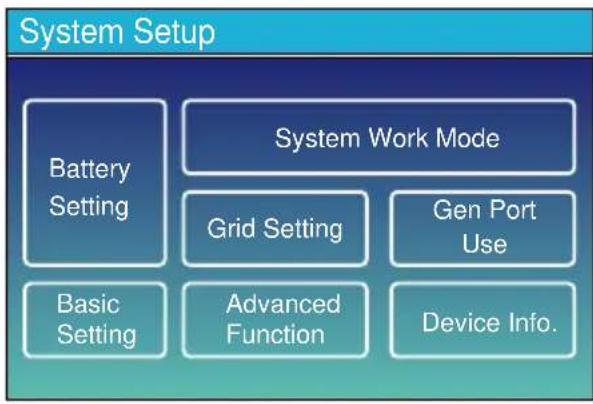 Deye SUN-25K-SG01HP3-EU-BM2 - System Setup Menu - 1