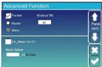 Advanced Function Parallel Modbus SN Master 65 Slave FX_Meter For CT Meter Select CS No Water Paral. Set3