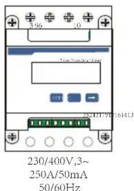 3.96 0 Tens 216V/40V 253421-90 161413 230/400V,3~ 250A/50mA 50/60Hz