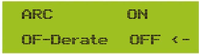ARC ON OFF-Derate OFF <=