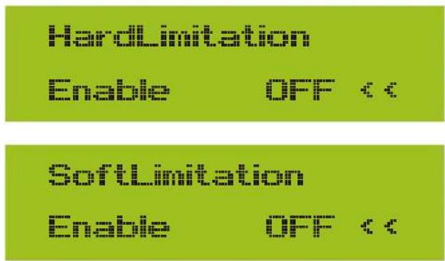 HardLimitation Enable OFF <> SoftLimitation Enable OFF <>