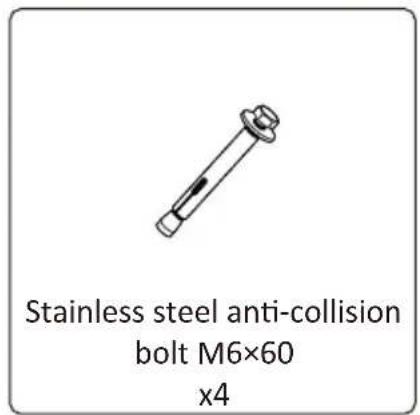 Stainless steel anti-collision bolt M6×60 x4