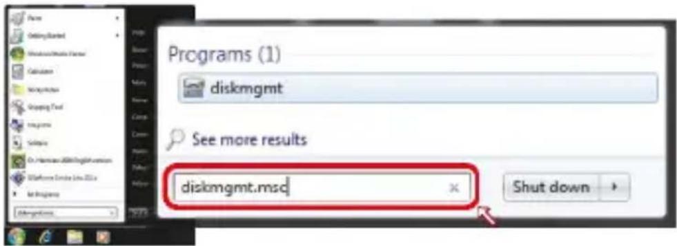 Programs (1) diskmgmt See more results diskmgmt.msd Shut down