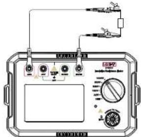 Diagram of an analog multimeter with labeled components and wiring connections