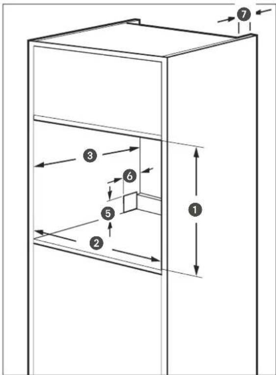 Technical diagram of a cabinet with numbered components and directional arrows indicating flow or movement.