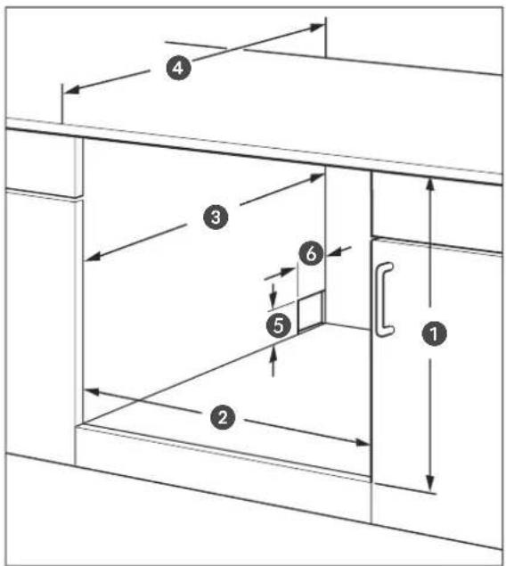 Technical diagram of a cabinet or enclosure with numbered components and directional arrows indicating movement or flow.
