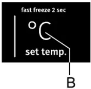 fast freeze 2 sec °C set temp. B