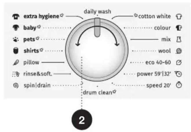 extra hygiena dětské dom. mazlíčci košile polštáře máchání āviváz odstředění denní praní bavlna bílé barevné mix vlna eco 40-60 intenzivní 59'132' rychlý 20' čištění bubnu 2