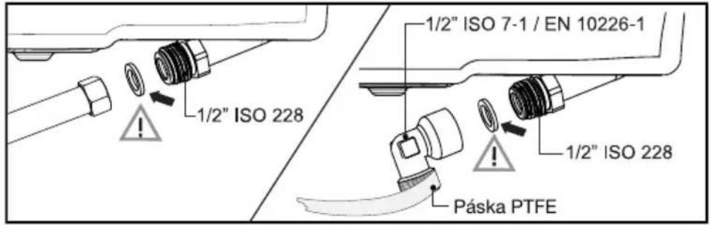 1/2" ISO 228 1/2" ISO 7-1 / EN 10226-1 1/2" ISO 228 Páska PTFE