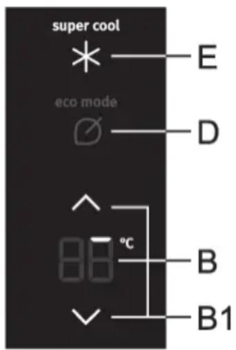 super cool * — E eco mode ∅ — D ^ — °C 88 — B ✓ — B1