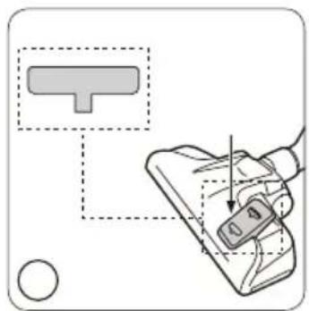 Diagram showing a hand holding a device with a T-shaped symbol and an arrow pointing to it, alongside a circular element.