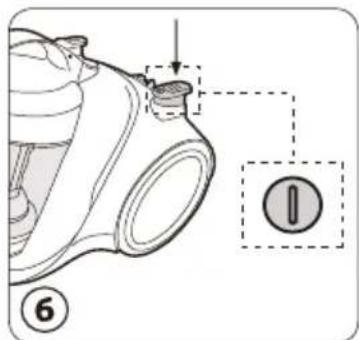 Diagram of a vacuum cleaner with labeled parts and a numbered section marker