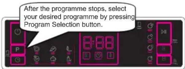 After the programme stops, select your desired programme by pressing Program Selection button.