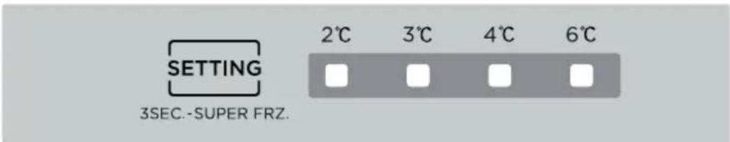 SETTING 3SEC.-SUPER FRZ. 2°C 3°C 4°C 6°C