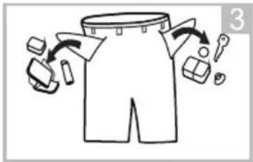Diagram illustrating a garment pattern with labeled parts and directional arrows indicating movement or processing steps.