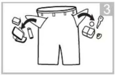 Illustration showing a person in shorts with accessories and a numbered label '3' in the corner.