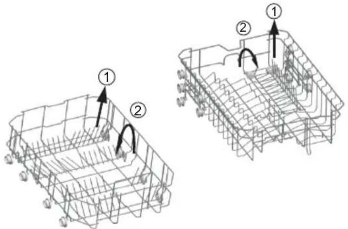 Technical diagram showing two 3D mechanical components with numbered annotations indicating assembly or positioning steps.
