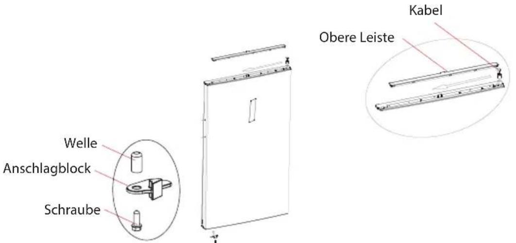 Welle Anschlagblock Schraube Kabel Obere Leiste