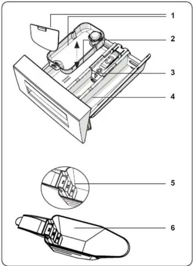 Technical diagram of a device's internal components with numbered parts for identification